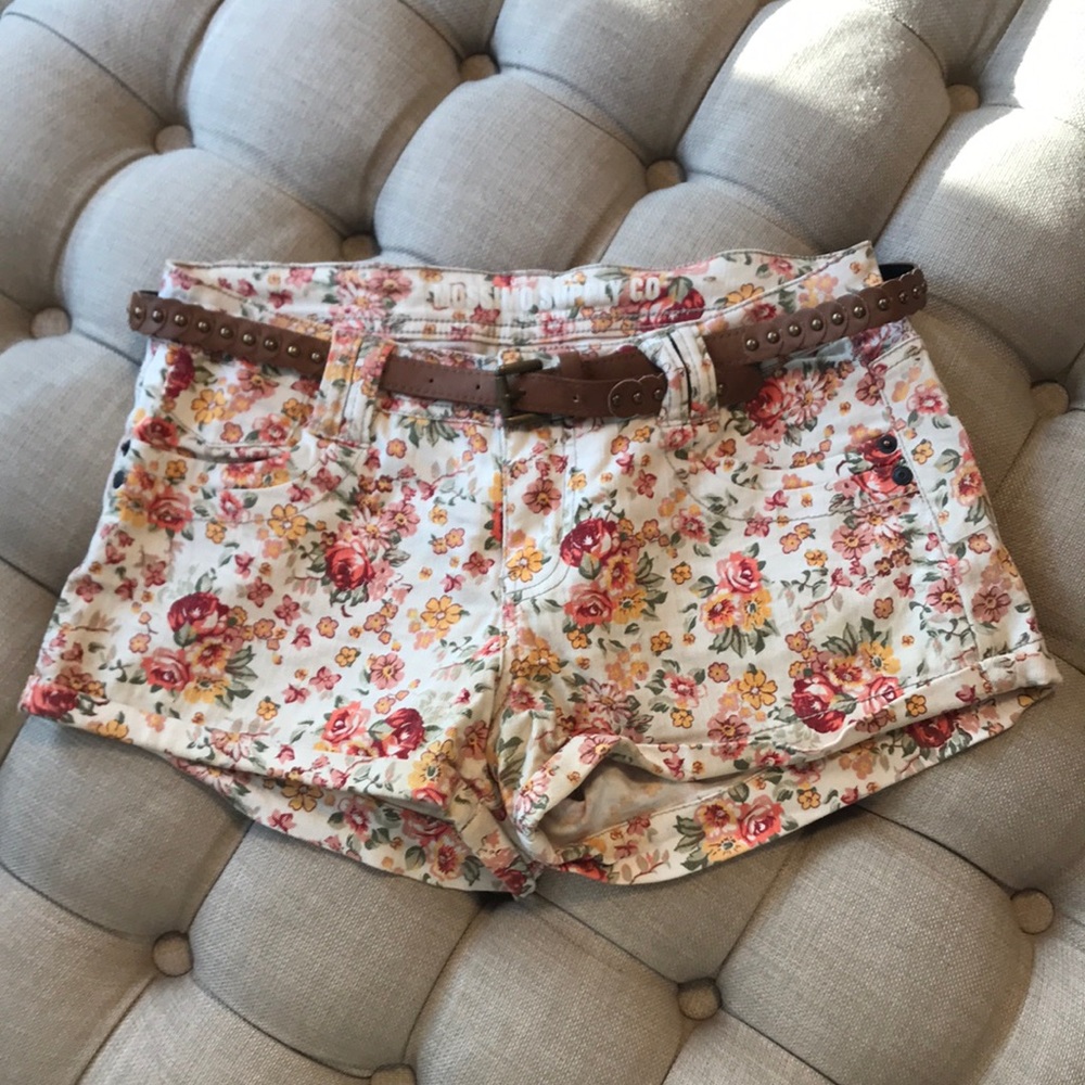 Mossimo Floral Denim Shorts with Belt